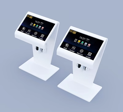 Smart Machines With White Stand Design And Digital Display Screens For Self Service Functions 3d model