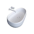 Modern Black And Beige Oval Countertop Washbasin With Faucet Design