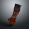 Medieval Fantasy Weapon Gauntlet With Brown Leather Metal Buckles And Black Lining