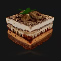Delicious Layered Tiramisu Cake With Creamy Layers Cocoa Powder And Mint Leaf