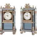 Pair of Vintage Gilded Clocks With Green Glass Panels And Ornate Finials