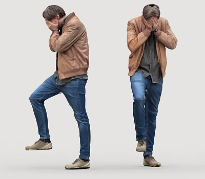 Crying man passerby 3d model Crying man passerby 3d model