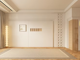 Modern cream living room background wall 3d model