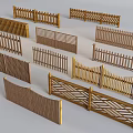 Different Styles of Wooden Garden Fences with Decorative Patterns for Outdoor Landscaping and Home Decoration