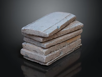 Neatly Stacked Bricks with Textured Surfaces on Dark Reflective Background 3d model