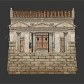 Classical Ancient Greek Architecture Style Featuring Stone Pedestal Columned Portico And Red Tile Roof