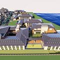 Luxury Detached Villa Community With Waterfront Green Lawn And Modern Architecture