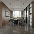 Modern Living Dining Room Interior Design With Open Layout Sofa Bookshelf And Natural Light