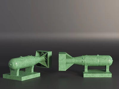 Green Military Weapon Models Display With Stands And Detailed Design 3d model