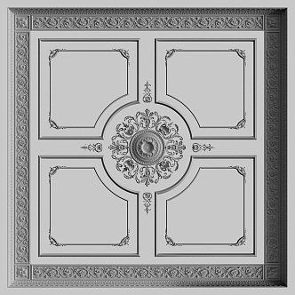 European style plaster line ceiling lamp panel carved line 3d model