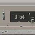 Modern Minimalist TV Wall Design With Embedded TV Black Shelves And Potted Plants
