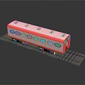 Red And White Train With Blue Windows On Black Tracks