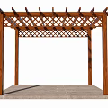 Wooden Outdoor Pergola With Lattice Top Design And Concrete Base Supporting Posts