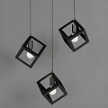 Modern Black Cube Shaped Pendant Lights Hanging On Gray Background 3d model