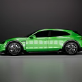 Green Sports Car With Sleek Design Shiny Exterior And Black Wheels