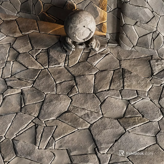 Natural Stone Floor Tiles With Irregular Shape And Rustic Pattern Design 3d model 