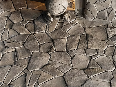 Natural Stone Floor Tiles With Irregular Shape And Rustic Pattern Design 3d model