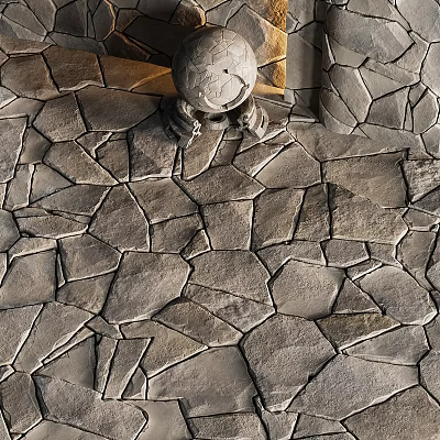 Natural Stone Floor Tiles With Irregular Shape And Rustic Pattern Design 3d model
