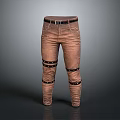 Brown Casual Pants With Black Strap Details And Belt Design For Fashionable Look