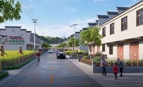 New Chinese Street Rural Street 3d model