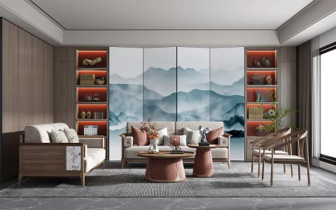 New Chinese Living Room 3d model