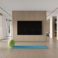 Modern yoga room TV background wall 3d model