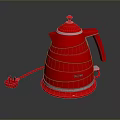 Modern Red Electric Kettle With Layered Design And Power Cord
