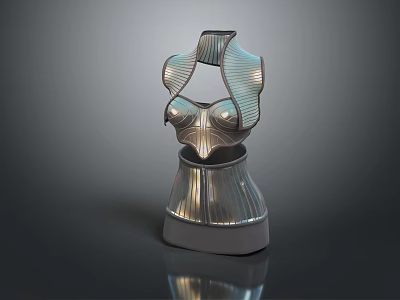 Futuristic Metallic Striped Corset with Shiny Texture in 3D Model 3d model