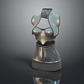 Futuristic Metallic Striped Corset with Shiny Texture in 3D Model