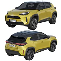 Yellow Toyota SUV Exterior Design With Front And Rear View Display Shots