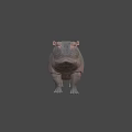 Realistic Hippopotamus 3D Model With Grey Skin And Standing Pose