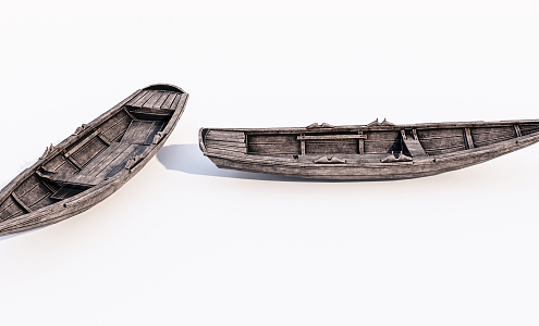 Old wooden boat Modern boat 3d model