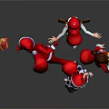 Animated Game Characters in Santa Outfits with Christmas Hats Reindeer Antlers Gift Boxes and Skates