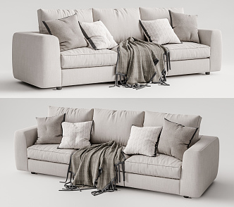 modern three-seat sofa double sofa 3d model