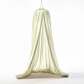 Elegant Light Green Ceiling Drapery With Flowing Sheer Fabric On White Background