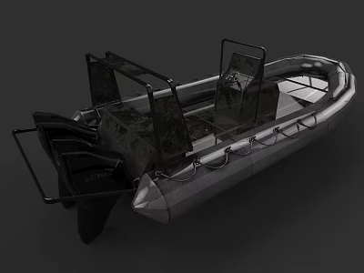 Modern Small Military Ship Featuring Inflatable Hull Metal Frame Seats And Equipment 3d model