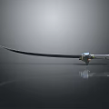 Modern Tech Inspired Long Blade Weapon With Silver Metal Black Handle And Reflective Surface