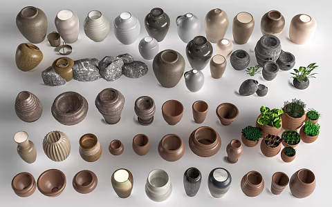 Modern Pottery Pot Jar Utensils Pottery Ornaments 3d model