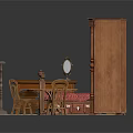 Traditional Wooden Furniture Set Including Bed Nightstand Dresser Round Table Chairs And Bookshelf