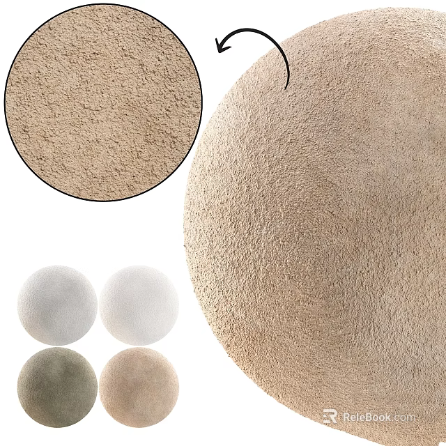 Round Textured Components in Beige White Light Gray with Soft Surface and Color Variations 3d model 