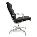 Modern Office Chairs With Black Leather And Brown Seats On Metal Swivel Frames