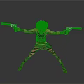 Stylish Female Character With Blonde Hair Sunglasses Pink Striped Pants Red Shoes And Dual Guns