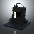 Black Miniature Model Structure With Square Base Panel And White Elements In Minimalist Design