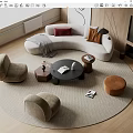 Modern sofa coffee table combination 3d model