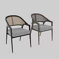 Modern Single Chair With Wooden Frame Armrests Mesh Backrest And Fabric Seat Cushion