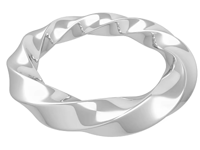 Silver Twisted Sculptural Bracelet With Intricate Carved Design And Shiny Surface 3d model