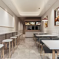 Modern snack bar steamed stuffed bun shop catering snack bar fast food restaurant breakfast shop booth dining table and chair bar table ordering table open file 3d model