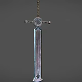 Medieval Decorative Sword With Cross Guard And Metallic Blade Intricate Patterns 3d model