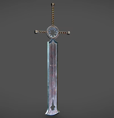 Medieval Decorative Sword With Cross Guard And Metallic Blade Intricate Patterns 3d model