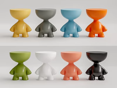 Decorative Human Shaped Round Tables With Multiple Vibrant Colors For Home Decor 3d model